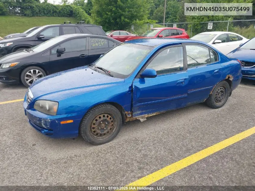 2005 Hyundai Elantra Ve VIN: KMHDN45D35U075499 Lot: 12352111