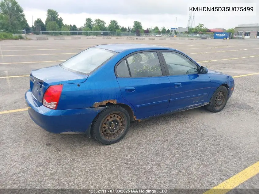 2005 Hyundai Elantra Ve VIN: KMHDN45D35U075499 Lot: 12352111