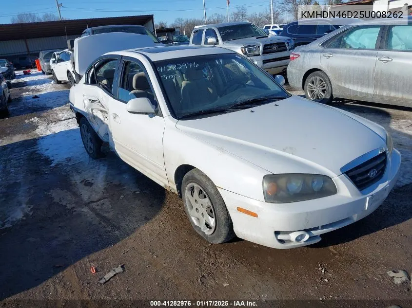 2005 Hyundai Elantra Gls/Gt VIN: KMHDN46D25U008262 Lot: 41282976