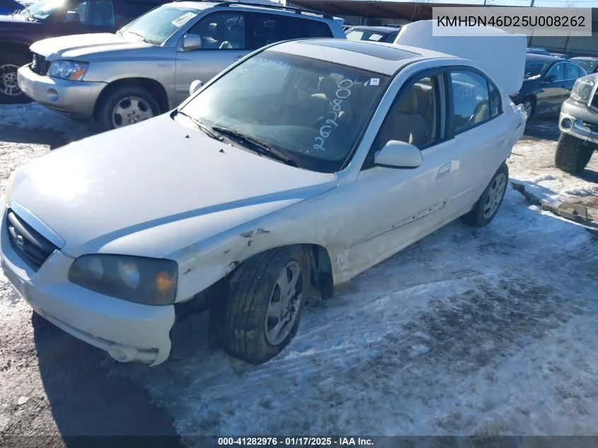 2005 Hyundai Elantra Gls/Gt VIN: KMHDN46D25U008262 Lot: 41282976