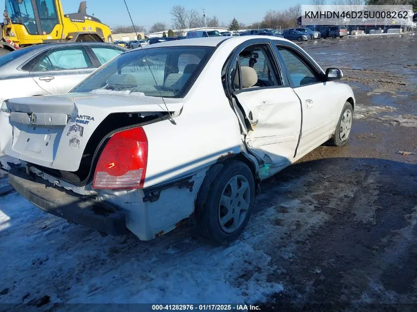 2005 Hyundai Elantra Gls/Gt VIN: KMHDN46D25U008262 Lot: 41282976
