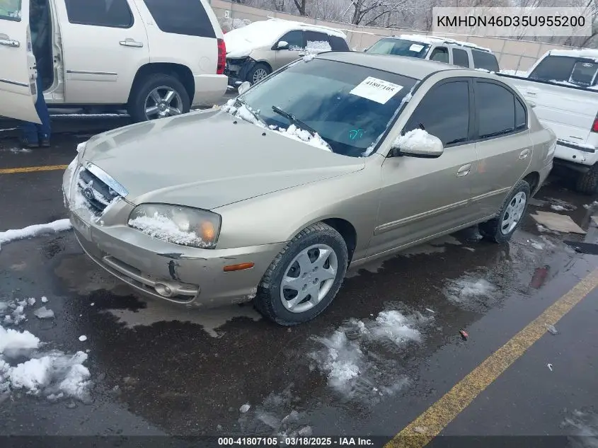 2005 Hyundai Elantra Gls/Gt VIN: KMHDN46D35U955200 Lot: 41807105