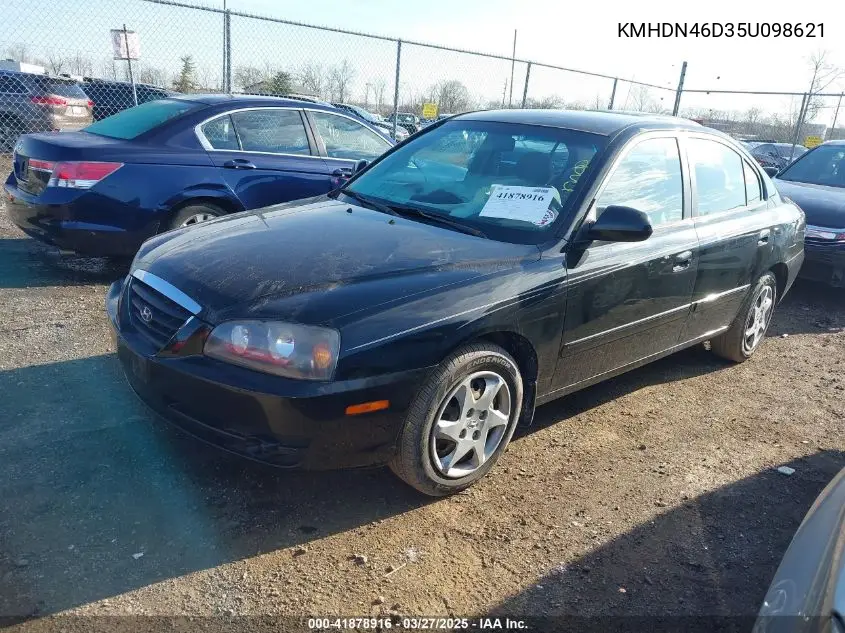 2005 Hyundai Elantra Gls/Gt VIN: KMHDN46D35U098621 Lot: 41878916