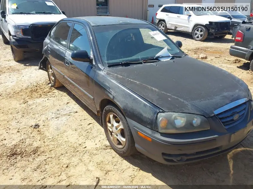 2005 Hyundai Elantra Gls/Gt VIN: KMHDN56D35U150190 Lot: 42005231