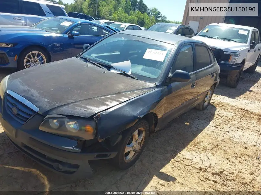 2005 Hyundai Elantra Gls/Gt VIN: KMHDN56D35U150190 Lot: 42005231