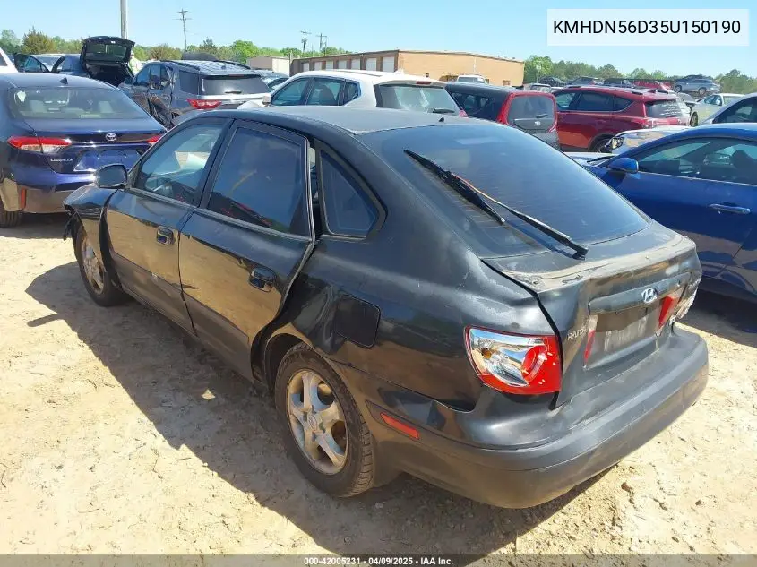 2005 Hyundai Elantra Gls/Gt VIN: KMHDN56D35U150190 Lot: 42005231