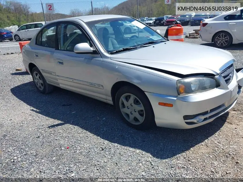 2005 Hyundai Elantra Gls/Gt VIN: KMHDN46D65U035819 Lot: 42031437