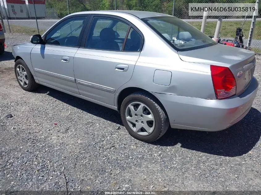 2005 Hyundai Elantra Gls/Gt VIN: KMHDN46D65U035819 Lot: 42031437