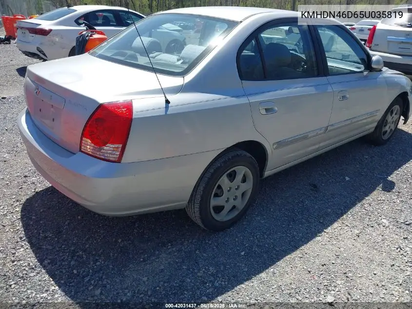 2005 Hyundai Elantra Gls/Gt VIN: KMHDN46D65U035819 Lot: 42031437