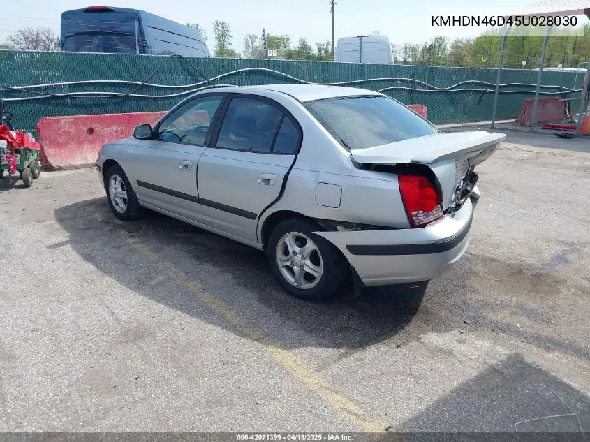 2005 Hyundai Elantra Gls/Gt VIN: KMHDN46D45U028030 Lot: 42071399
