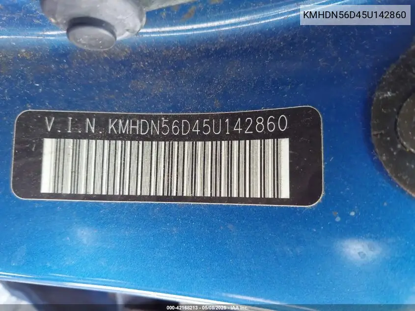 2005 Hyundai Elantra Gls/Gt VIN: KMHDN56D45U142860 Lot: 42168213