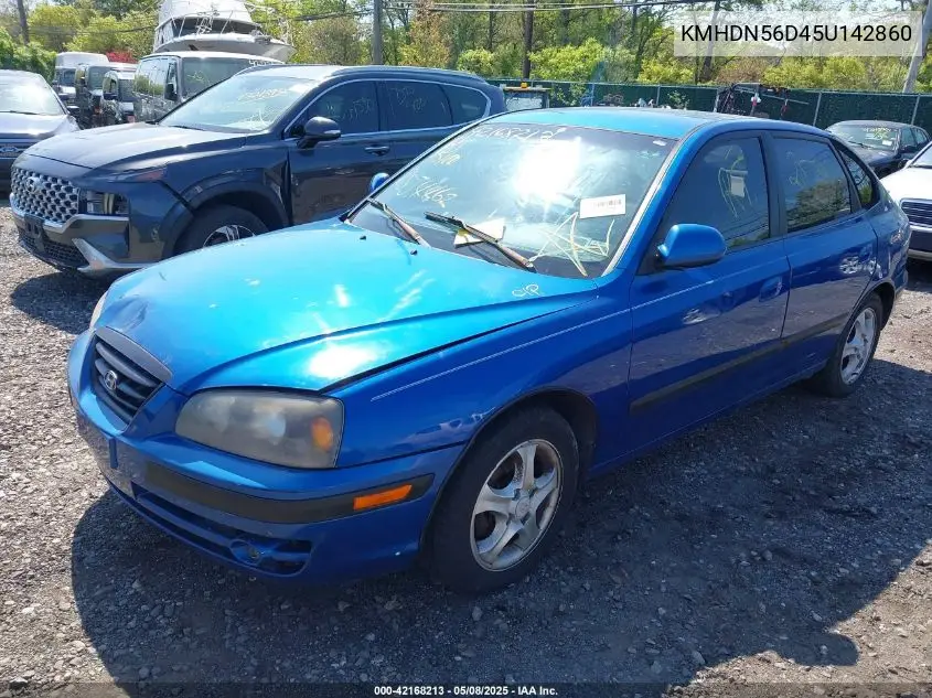 2005 Hyundai Elantra Gls/Gt VIN: KMHDN56D45U142860 Lot: 42168213