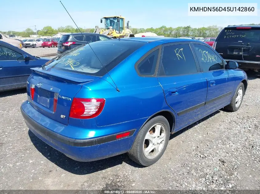 2005 Hyundai Elantra Gls/Gt VIN: KMHDN56D45U142860 Lot: 42168213