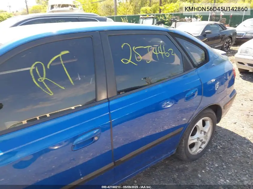 2005 Hyundai Elantra Gls/Gt VIN: KMHDN56D45U142860 Lot: 42168213