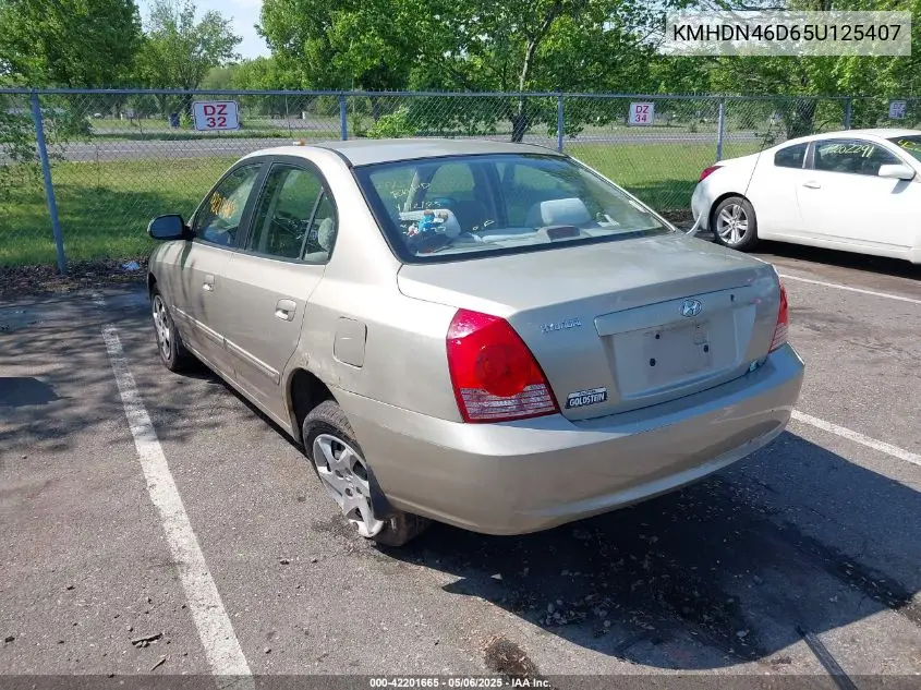 2005 Hyundai Elantra Gls/Gt VIN: KMHDN46D65U125407 Lot: 42201665