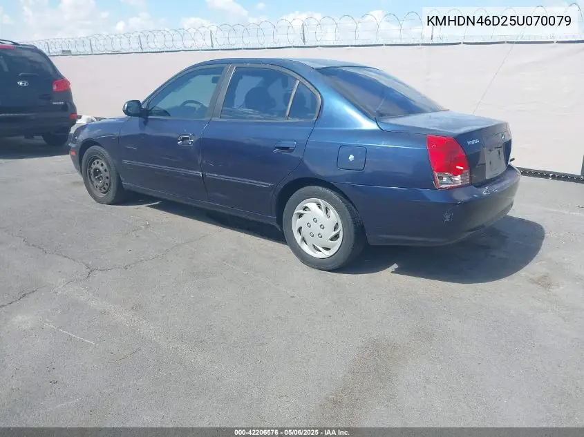 2005 Hyundai Elantra Gls/Gt VIN: KMHDN46D25U070079 Lot: 42206576