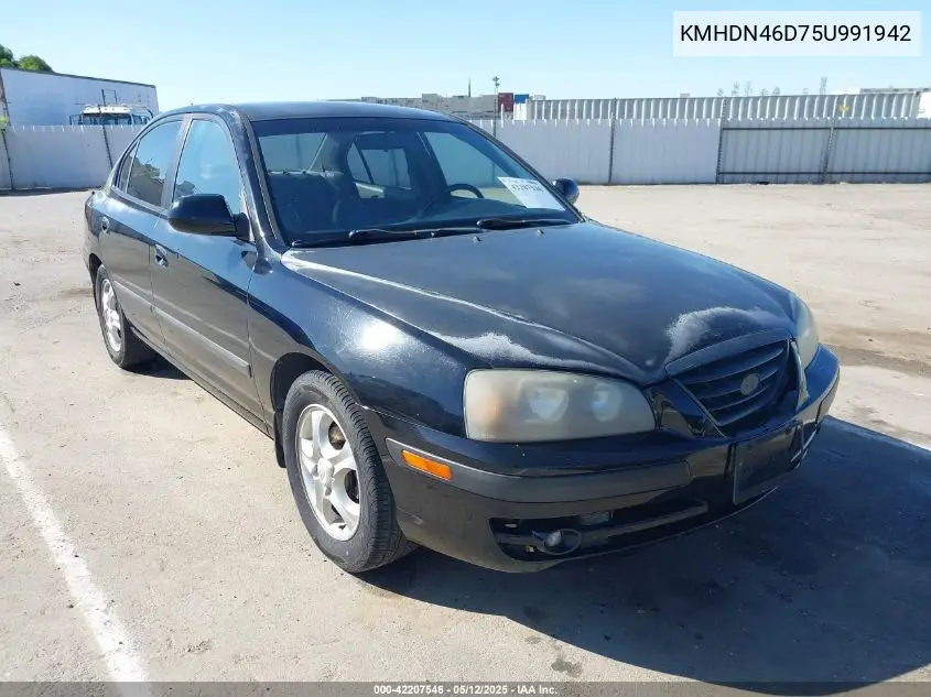 2005 Hyundai Elantra Gls/Gt VIN: KMHDN46D75U991942 Lot: 42207546