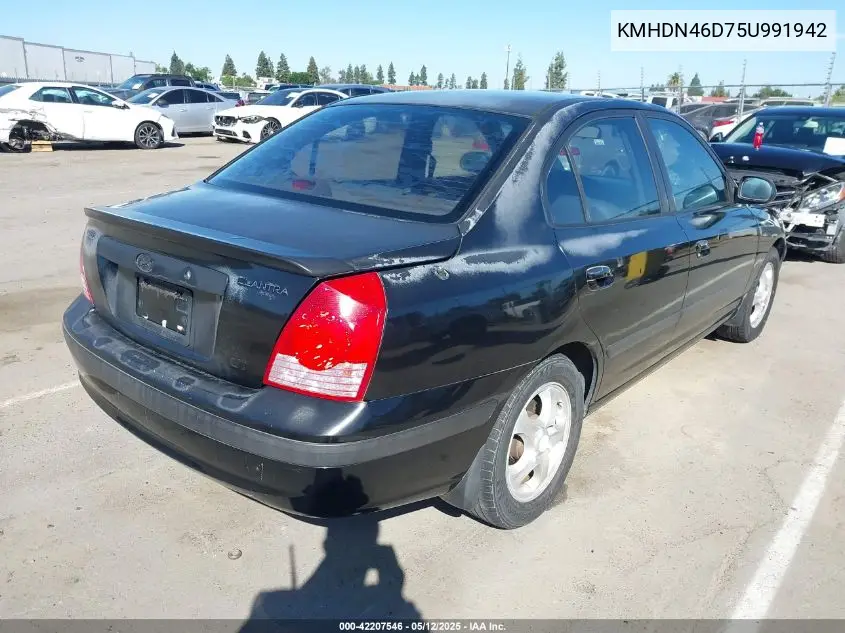 2005 Hyundai Elantra Gls/Gt VIN: KMHDN46D75U991942 Lot: 42207546