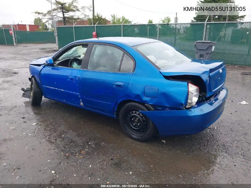 2005 Hyundai Elantra Gls/Gt VIN: KMHDN46D55U131005 Lot: 42230938