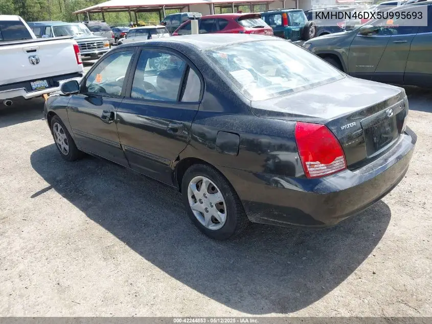 2005 Hyundai Elantra Gls/Gt VIN: KMHDN46DX5U995693 Lot: 42244853