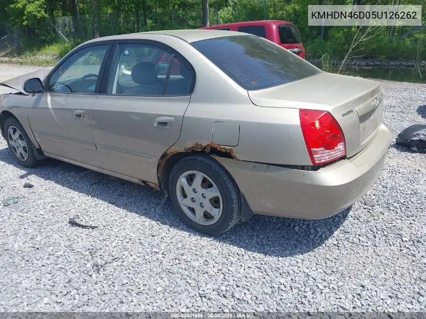 2005 Hyundai Elantra Gls/Gt VIN: KMHDN46D05U126262 Lot: 42401658