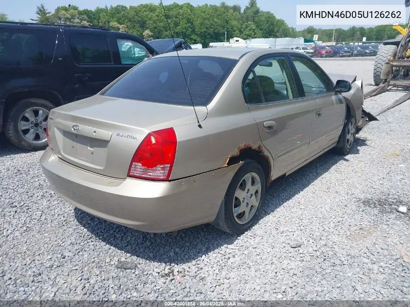 2005 Hyundai Elantra Gls/Gt VIN: KMHDN46D05U126262 Lot: 42401658