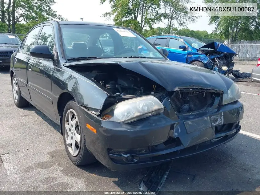 2005 Hyundai Elantra Gls/Gt VIN: KMHDN46DX5U100087 Lot: 42406622