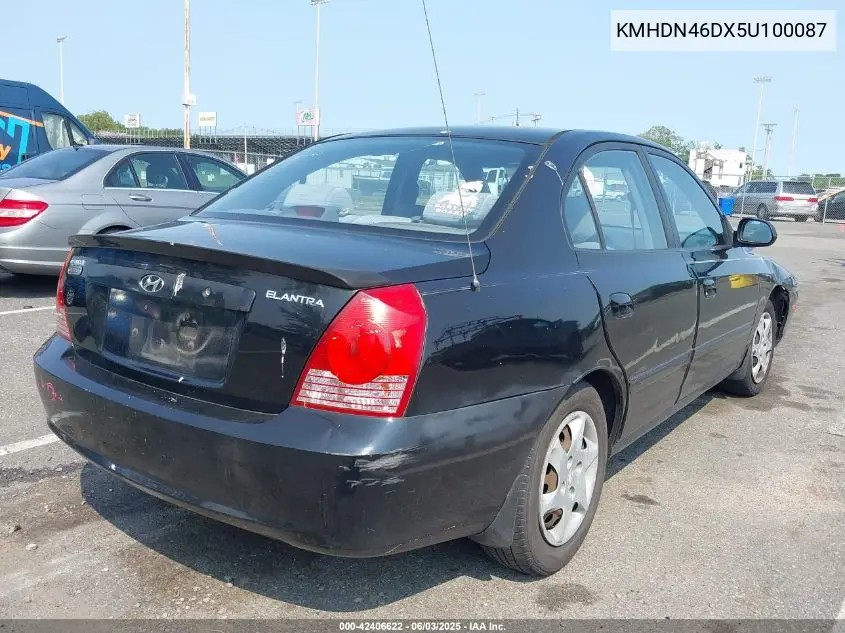 2005 Hyundai Elantra Gls/Gt VIN: KMHDN46DX5U100087 Lot: 42406622