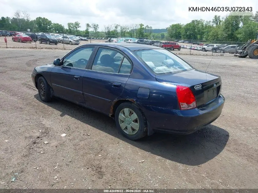2005 Hyundai Elantra Gls/Gt VIN: KMHDN46D35U072343 Lot: 42459033
