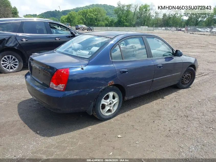 2005 Hyundai Elantra Gls/Gt VIN: KMHDN46D35U072343 Lot: 42459033