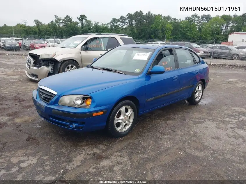 2005 Hyundai Elantra Gls/Gt VIN: KMHDN56D15U171961 Lot: 42467866