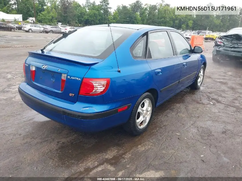 2005 Hyundai Elantra Gls/Gt VIN: KMHDN56D15U171961 Lot: 42467866