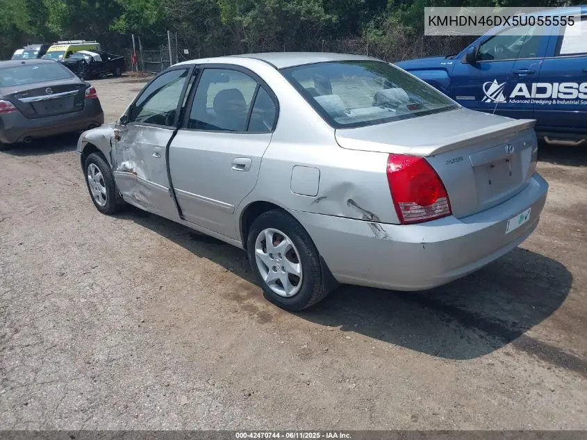 2005 Hyundai Elantra Gls/Gt VIN: KMHDN46DX5U055555 Lot: 42470744