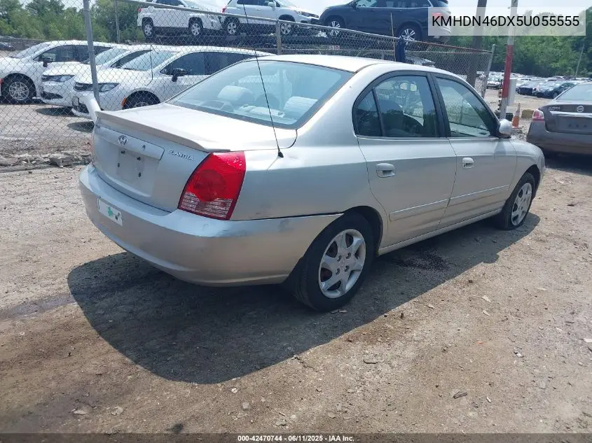 2005 Hyundai Elantra Gls/Gt VIN: KMHDN46DX5U055555 Lot: 42470744