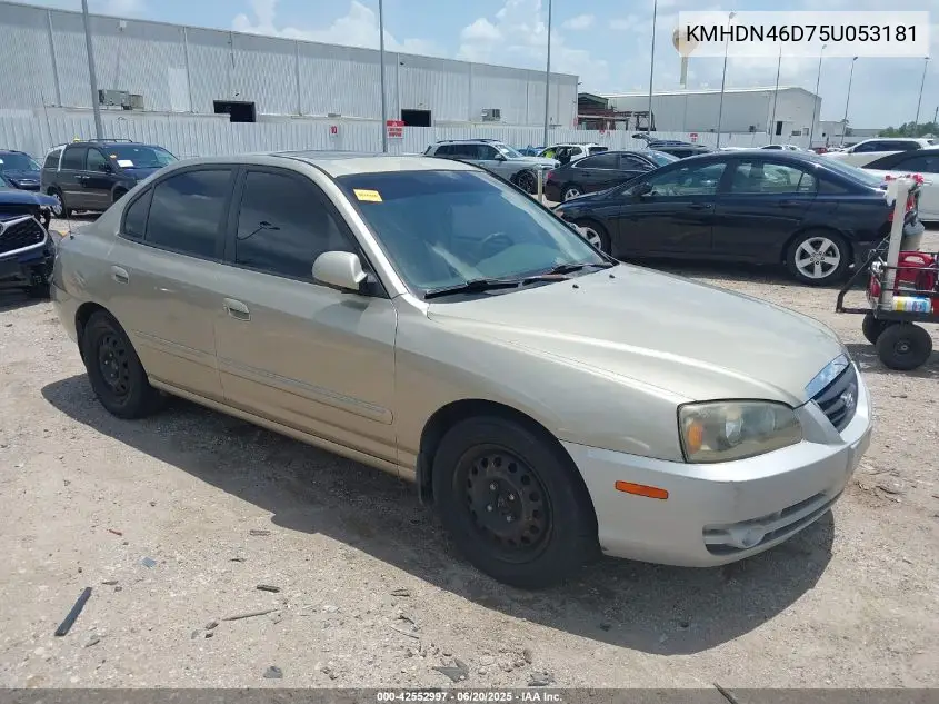 2005 Hyundai Elantra Gls/Gt VIN: KMHDN46D75U053181 Lot: 42552997