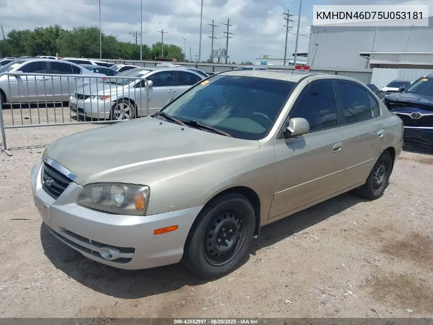 2005 Hyundai Elantra Gls/Gt VIN: KMHDN46D75U053181 Lot: 42552997