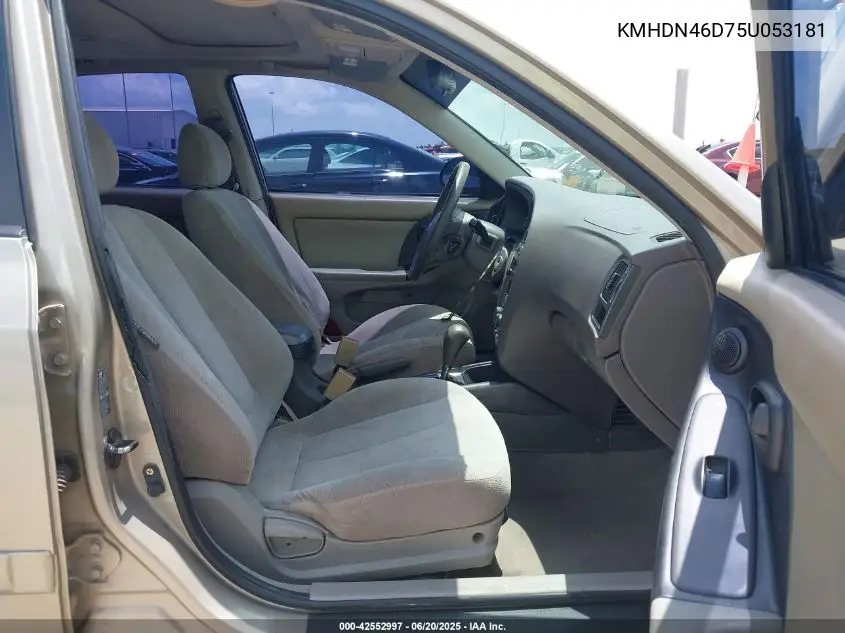 2005 Hyundai Elantra Gls/Gt VIN: KMHDN46D75U053181 Lot: 42552997