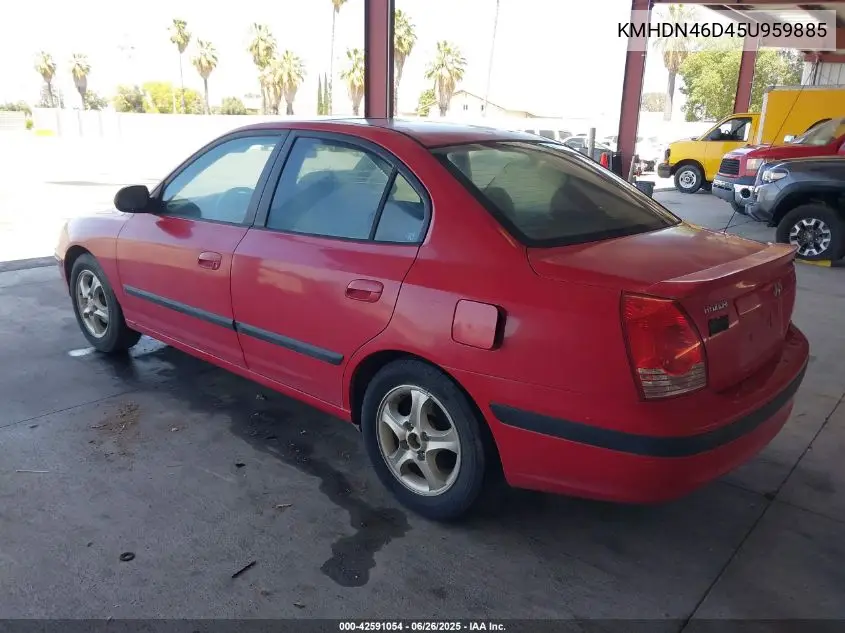 2005 Hyundai Elantra Gls/Gt VIN: KMHDN46D45U959885 Lot: 42591054