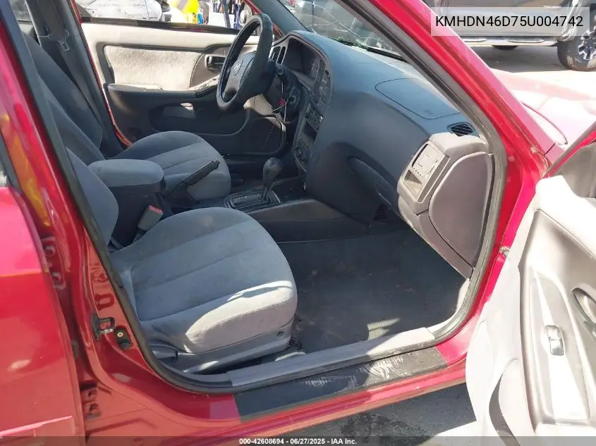 2005 Hyundai Elantra Gls/Gt VIN: KMHDN46D75U004742 Lot: 42608694