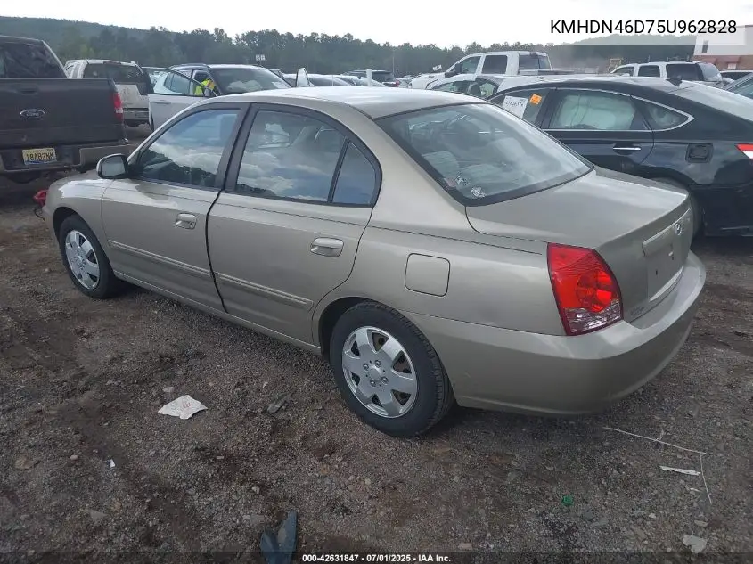 2005 Hyundai Elantra Gls/Gt VIN: KMHDN46D75U962828 Lot: 42631847