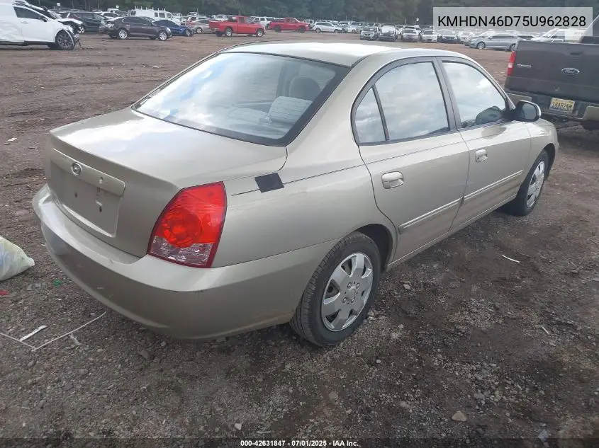 2005 Hyundai Elantra Gls/Gt VIN: KMHDN46D75U962828 Lot: 42631847