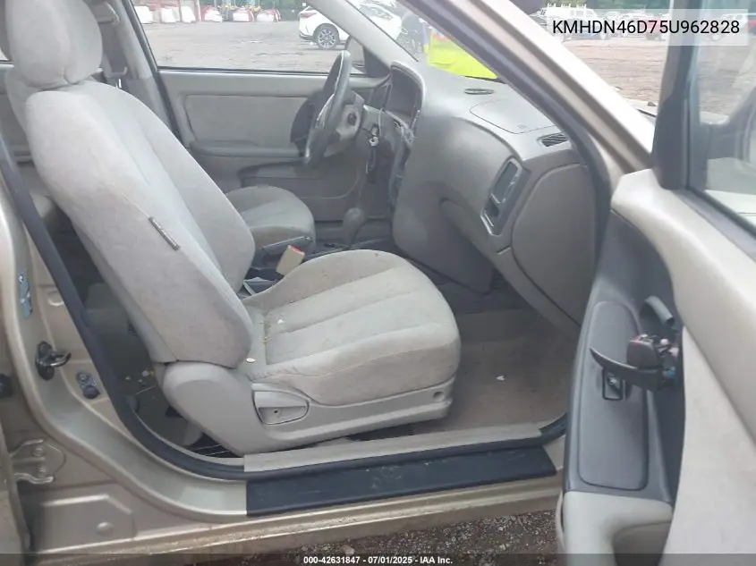 2005 Hyundai Elantra Gls/Gt VIN: KMHDN46D75U962828 Lot: 42631847