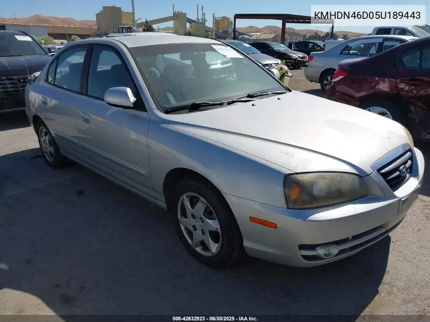 2005 Hyundai Elantra Gls/Gt VIN: KMHDN46D05U189443 Lot: 42632923