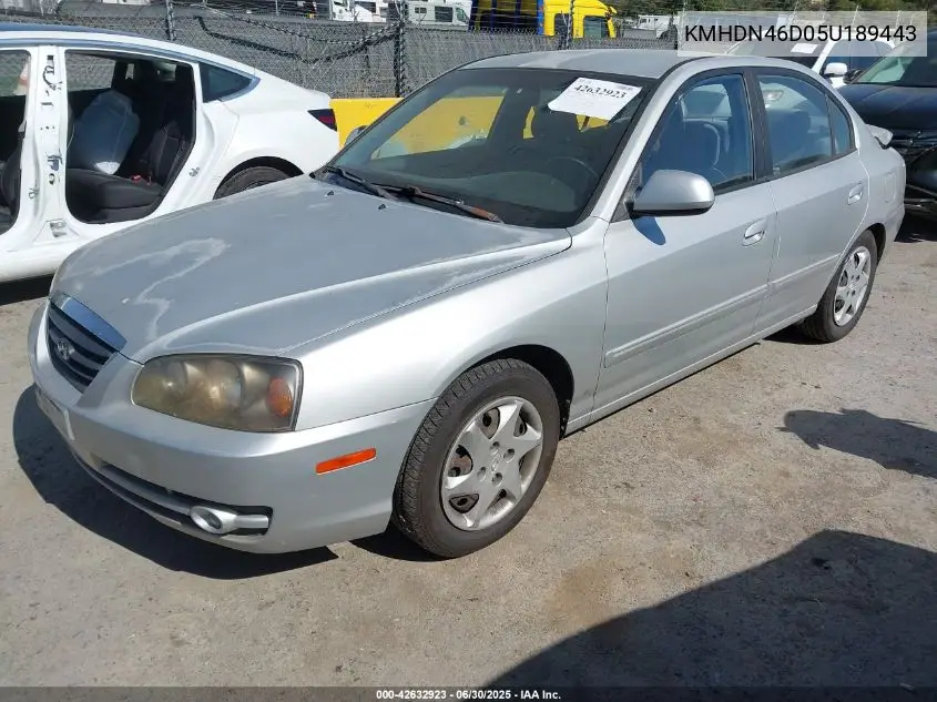 2005 Hyundai Elantra Gls/Gt VIN: KMHDN46D05U189443 Lot: 42632923