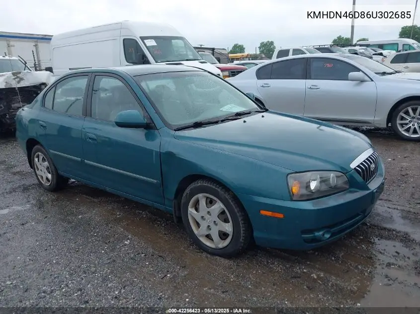 2006 Hyundai Elantra Gls/Limited VIN: KMHDN46D86U302685 Lot: 42256423