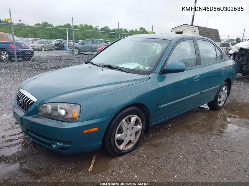 2006 Hyundai Elantra Gls/Limited VIN: KMHDN46D86U302685 Lot: 42256423