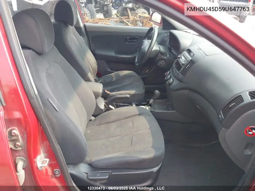 2009 Hyundai Elantra Gl/L VIN: KMHDU45D59U647763 Lot: 12330473