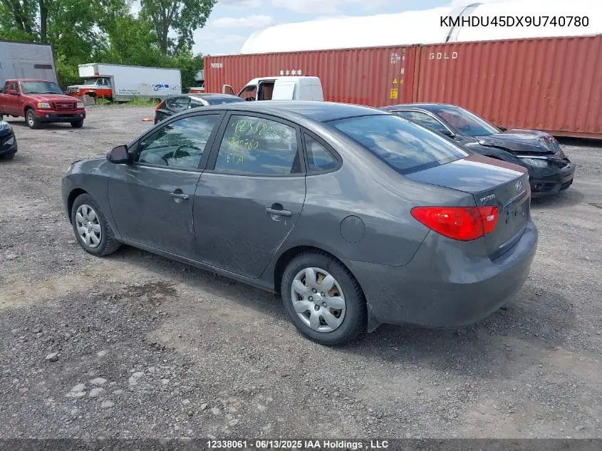 2009 Hyundai Elantra VIN: KMHDU45DX9U740780 Lot: 12338061