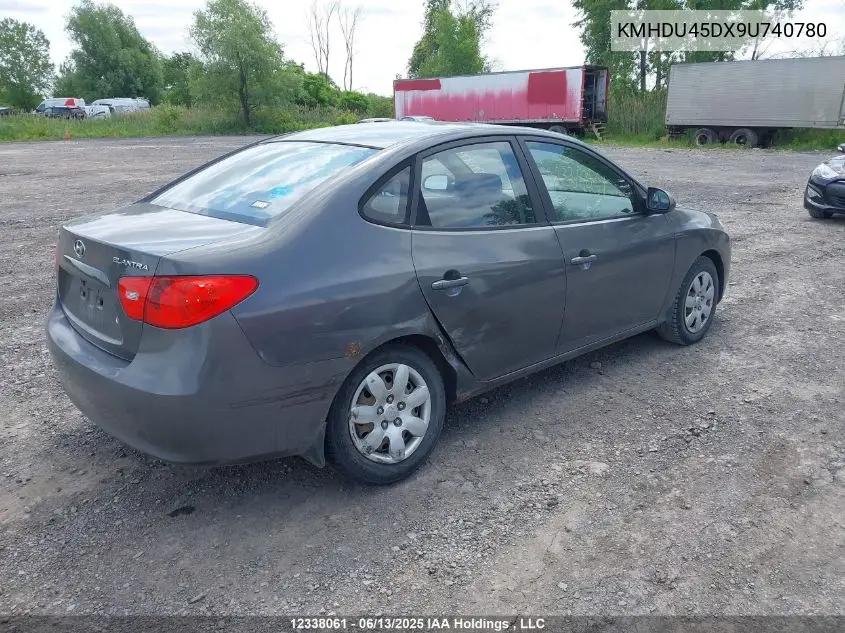 2009 Hyundai Elantra VIN: KMHDU45DX9U740780 Lot: 12338061