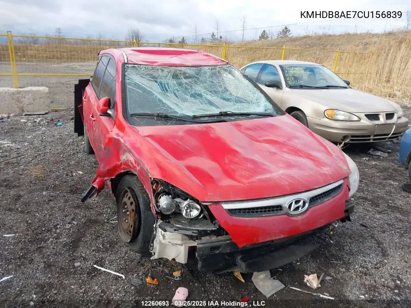 2012 Hyundai Elantra VIN: KMHDB8AE7CU156839 Lot: 12260693